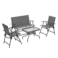 Outsunny Four-Piece Metal Garden Sofa Set - Mixed Grey(m-1)