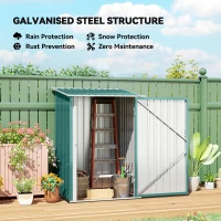 Outsunny 3.3 x 3.4ft Lean To Steel Garden Shed, with Locking Door - Green(m-5)