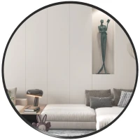 HOMCOM Espelho de parede, design moderno, Φ61 cm, Preto(m-1)