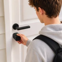 HOMCOM Cerradura Inteligente 5 en 1 con Huella App Tuya Bluetooth Código Tarjeta NFC/RF Llave Códigos Temporales Negro(m-4)
