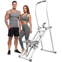 SPORTNOW Stepper d'Escalier Pliable, 3 Niveaux de Résistance, Hauteur Réglable, Écran LCD, Charge 150 kg, 90x50x133cm, Blanc(m-18)