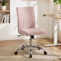 HOMCOM Chaise de bureau sans accoudoirs, fauteuil de bureau, hauteur réglable et pivotant 360°, 43 x 56 x 89-99 cm, rose(m-2)