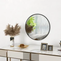 HOMCOM Espelho de parede, design moderno, Φ61 cm, Preto(m-2)