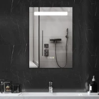 HOMCOM Espejo de Baño con Luz LED 70x50 cm con 3 Colores de Luz Función Antivaho Función de Memoria IP44(m-2)
