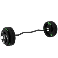 SPORTNOW Curl Bar with 30kg Weight Plates, Barbell Bar for 5cm Weight Plates, Home Gym Weight Lifting Bar, 120cm, 58kg(m-1)