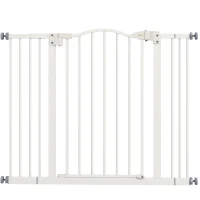 PawHut Poartă pentru câini extensibilă cu 4 șuruburi reglabile, din metal și plastic, 74-100x78 cm, alb(m-1)