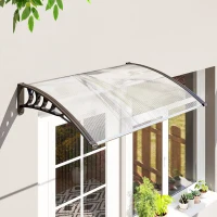 Outsunny Tettoia per Esterni Curva con Viti e Bulloni Inclusi, in Policarbonato, PP e Alluminio, 122x89x24 cm(m-10)