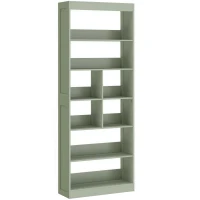 HOMCOM Bookcase, 6-Tier Bookshelf with Open Storage Shelves, Cubes, 180 cm Tall Display Shelf with Anti-Tipping Design, Green(m-1)