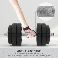 HOMCOM Set Gantere Greutăți 30 kg (8x2,5 kg, 4x1,5 kg) cu 12 Discuri și 2 Gantere de 2 kg, 43x18x7,5 cm, Negru(m-5)