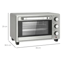 HOMCOM 21L Mini Countertop Oven, 100°C-230°C Adjustable Temp - Silver Tone(m-3)