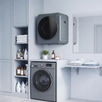 HOMCOM Mini Secadora de Roupas 4 kg com 5 Programas até 60 ℃ 800 W/400 W Secadora de Exaustão com Tambor em Aço Inox Cinza(m-5)