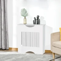 HOMCOM Cubre Radiador 78x19x82 cm Cubierta de Radiador de MDF Moderno con Estante Carga 10 kg y Dispositivo Antivuelco para Sala de Estar Dormitorio Blanco(m-2)