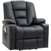 HOMCOM Poltrona relax com auxílio de elevação, USB, função de massagem, couro sintético, até 150 kg, 90x98x102 cm, Preto(m-7)