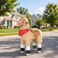 AIYAPLAY Caballo balancín de peluche con cabeza giratoria, ruedas rodantes y sonidos de relincho, desde 2 años, marrón claro(m-2)
