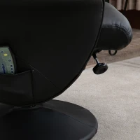 HOMCOM Poltrona relax com puff, poltrona giratória para TV com 10 pontos de massagem, reclinável, poltrona de massagem com controle remoto, bolso lateral, poltrona para TV, couro sintético, Preto(m-4)