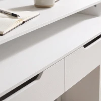HOMCOM Bureau d'Ordinateur Extensible 100 cm avec 2 Tiroirs, Bureau avec Rangement, Style Moderne, Blanc(m-15)