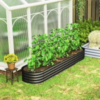 Outsunny Jardinière carré potager de jardin en acier galvanisé modulable pour légumes plantes fleurs, 240 x 62 x 30 cm gris foncé(m-8)