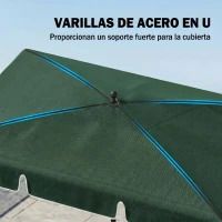 Outsunny Sombrilla de Terraza de Aluminio 2x1,3x2,5 m Parasol de Jardín Rectangular con Función de Inclinación Verde(m-5)