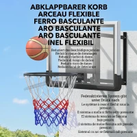 SPORTNOW Coș de baschet de perete pentru exterior 110x90 cm, panou de baschet, inel din oțel, cerc rezistent Ø45 cm și plasă, negru(m-6)