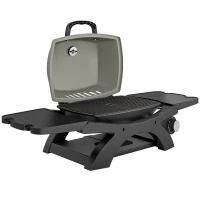 Outsunny Gasgrill 3,3 KW Tischgrill mit 1 Brenner klappbar Seitentischen Gusseisen Grillroste herausnehmbar Fettauffangschale(m-1)