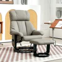 HOMCOM Poltrona Relax com Função de Massagem Poltrona para TV com Bolso Lateral Couro Sintético Cinza(m-6)