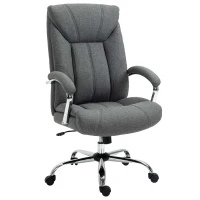 Vinsetto Sedia da Ufficio Imbottita e Girevole in Tessuto Traspirante, 65x78x110-120cm, Grigio(m-1)