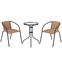 Outsunny 3 Pieces Rattan Bistro Set - Brown(m-1)
