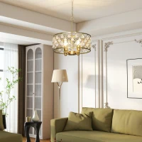 HOMCOM 51 Crystallite Four-Bulb Chandelier - Gold-Tone(m-10)