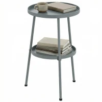 Outsunny Beistelltisch Ø36 cm, Balkontisch aus Metall Esstisch Outdoor, rund Terrassentisch für Garten Terrasse Balkon Dunkelgrau(m-11)