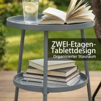 Outsunny Beistelltisch Ø36 cm, Balkontisch aus Metall Esstisch Outdoor, rund Terrassentisch für Garten Terrasse Balkon Dunkelgrau(m-4)