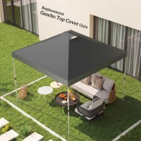 Outsunny Gazebo Roof Replacement UV50+ Waterproof Pop Up Canopy Cover with 8 Drainage Holes 3 x 3 m Dark Grey(m-8)