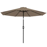 Outsunny Sombrilla de Jardín Ø265 cm con 32 Luces LED Solares Manivela y Poste de Acero para Patio Terraza Caqui(m-11)