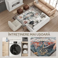HOMCOM Covor Vintage Antiderapant și Lavabil cu Fir Scurt pentru Living și Dormitor, 230x160 cm, Multicolor(m-5)