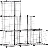 HOMCOM Estante de cubos metálica, armário de cubos ajustável para roupas, livros, brinquedos, flexível, 109L x 37B x 109H cm, preto(m-1)