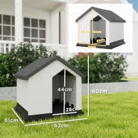 PawHut Casetta per Cani Piccoli e Mini da Esterno Impermeabile in Plastica con Finestra, 62x61x60 cm, Grigio(m-3)