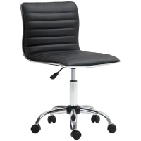 HOMCOM Höhenverstellbarer Salonstuhl mit Rückenlehne, Drehstuhl, Metall, Kunstleder, 48 x 52 x 78-90 cm, Schwarz(m-11)