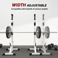HOMCOM Weights Bar Barbell Rack Squat Stand Adjustable Portable Weight Lifting Max Load 200kg, Suitable For Home Gym Training Work Out(m-6)