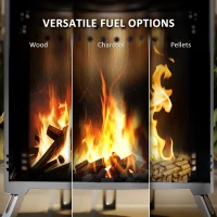 Outsunny Smokeless Fire Pit, 16 x 16 cm Stainless Steel Portable Wood Burning Firepit with Poker, Wood or Pellet Fuelled Tabletop Fire Pit for Garden Camping Bonfire Party, Silver Tone(m-5)