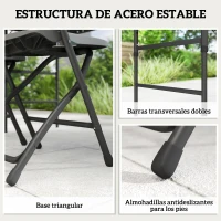 Outsunny Conjunto de Mesa y Sillas Jardín con Mesa Plegable Ajustable de 55 a 74 cm y 4 Sillas Plegables para Terraza Gris(m-8)
