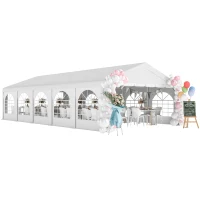Outsunny Tente de réception barnum 5 compartiments protection UPF30+ structure renforcée 10 parois amovibles 5 x 10 m blanc(m-11)