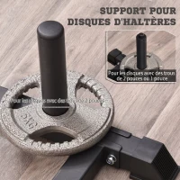 HOMCOM Squat Rack Réglable 32 Niveaux en Acier, Crochet, Barre de Traction, Base Antidérapante, 117,5x122x226cm, Noir(m-6)