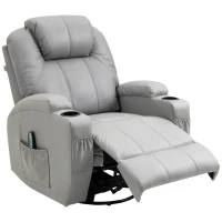 HOMCOM Poltrona de Massagem com Apoio para os Pés 8 Pontos de Vibração 5 Modos Incl. Controle Remoto Cinza Claro(m-7)
