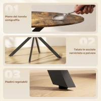 HOMCOM Tavolo da Pranzo Rotondo Stile Industriale con Gambe a Croce in Acciaio, Ø100x75 cm, Marrone Rustico(m-6)