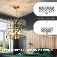 HOMCOM 51 Crystallite Four-Bulb Chandelier - Gold-Tone(m-6)