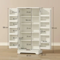 HOMCOM Dulap de Bucătărie Tip Cămară, Rustic, cu 12 Rafturi pentru Condimente, Rafturi Reglabile, 2 Uși, pentru Sufragerie și Living, 60x40x120 cm, Crem(m-3)