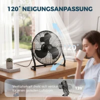 HOMCOM Ventilator für den Schreibtisch, Klimaanlage, 4 Geschwindigkeiten, drehbar, Schwarz(m-6)