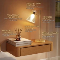 HOMCOM Lampă de masă modernă cu abajur din sticlă reglabil, ambrat și satinat, soclu E27, auriu(m-9)