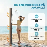Outsunny Duș Solar 60L, Duș de Grădină Exterior cu 2 Capete de Duș Încălzit, Negru(m-4)