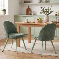HOMCOM Juego de 2 Sillas de Comedor de Terciopelo con Asiento Acolchado Verde Oscuro(m-6)