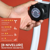 SPORTNOW Bicicletă Fitness Magnetică Pliabilă cu 8 Niveluri de Rezistență, Șa Reglabilă, din Oțel, 97x43x110 cm, Roșu(m-5)